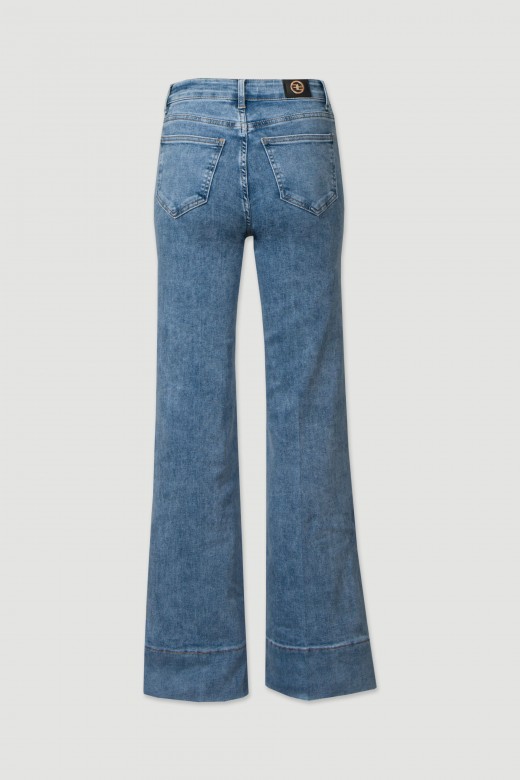 Wide-leg cotton jeans