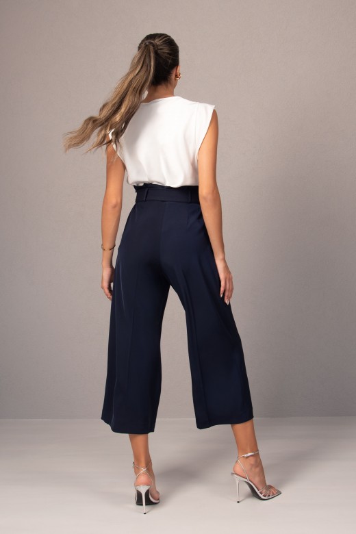 Pantalon jupe-culotte avec ceinture