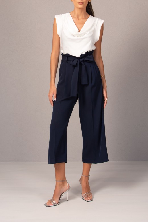 Pantalon jupe-culotte avec ceinture