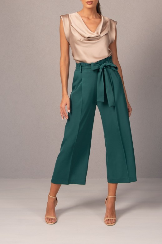 Pantalon jupe-culotte avec ceinture