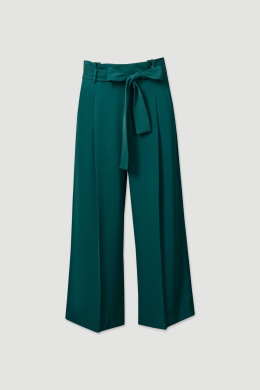 Pantalon jupe-culotte avec ceinture