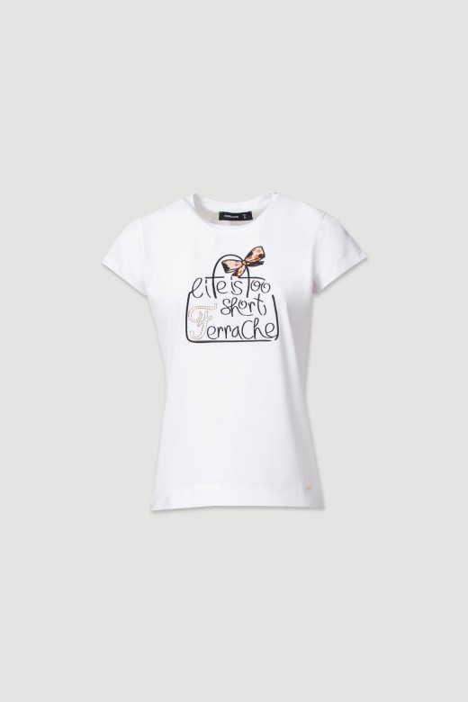 T-shirt basique en coton avec broderie  lavant