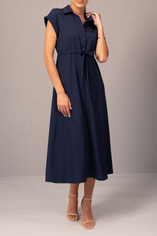 Midi dress with adjustable waist