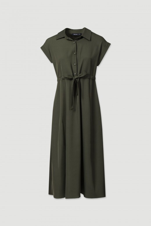 Midi dress with adjustable waist