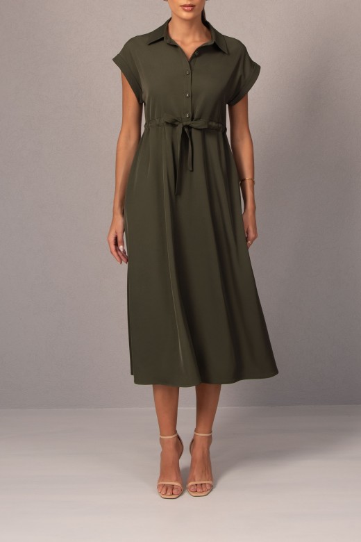 Midi dress with adjustable waist