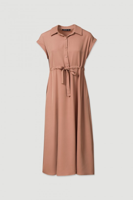 Midi dress with adjustable waist