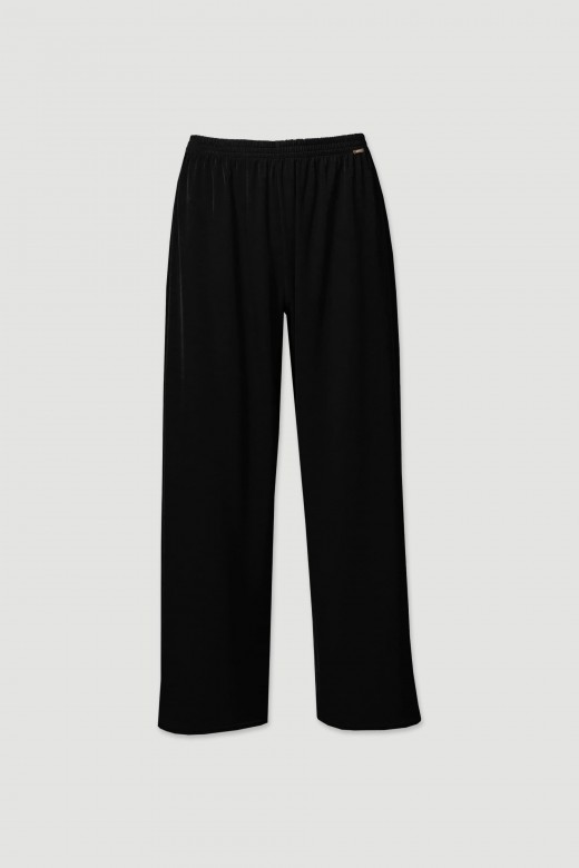 Fluid culotte pants with elastic belt