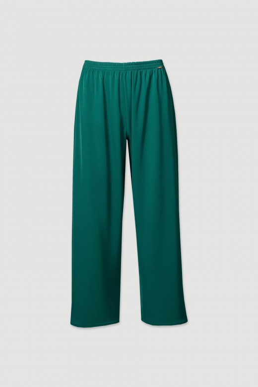 Fluid culotte pants with elastic belt