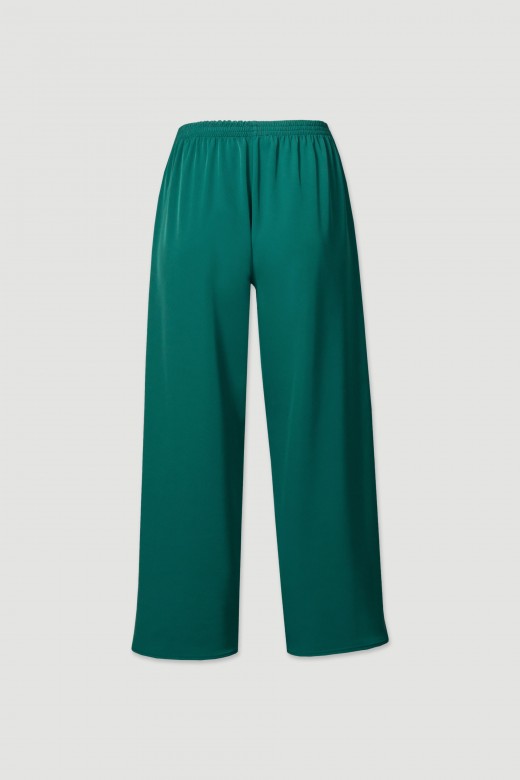 Fluid culotte pants with elastic belt