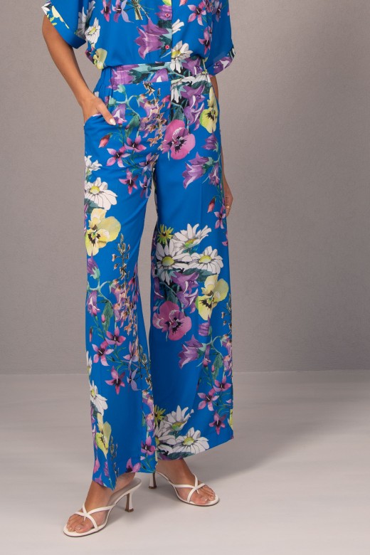 Printed wide-leg trousers