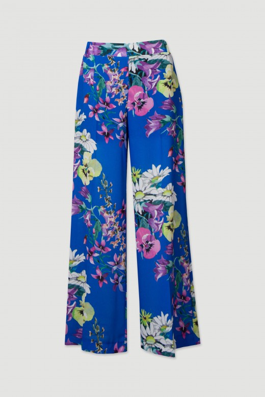 Printed wide-leg trousers