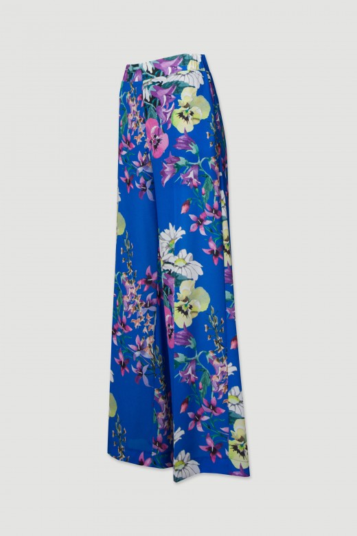 Printed wide-leg trousers