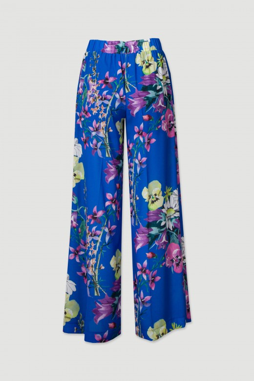 Printed wide-leg trousers