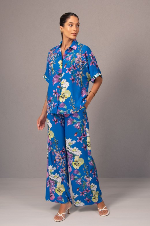 Printed wide-leg trousers