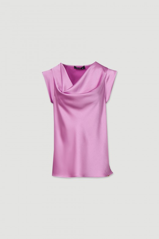 Satin tunic with draped neckline