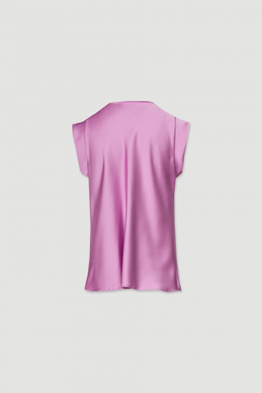 Satin tunic with draped neckline