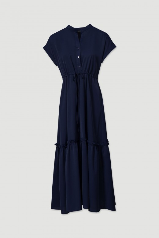 Midi dress with adjustable waist