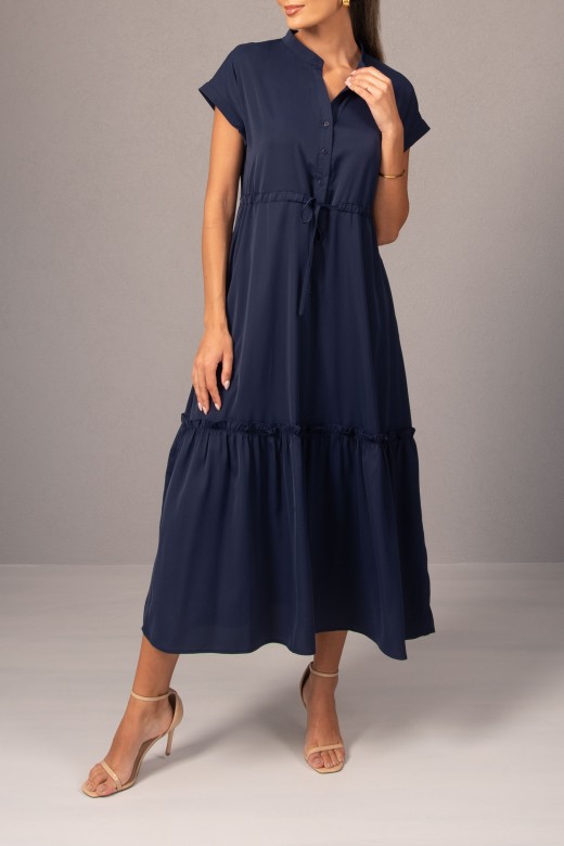 Midi dress with adjustable waist