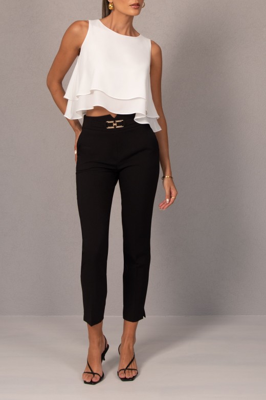 Classic pants with metallic accents