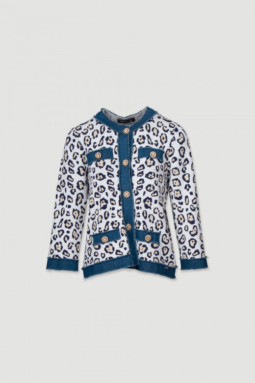 Chaqueta de punto con estampado animal