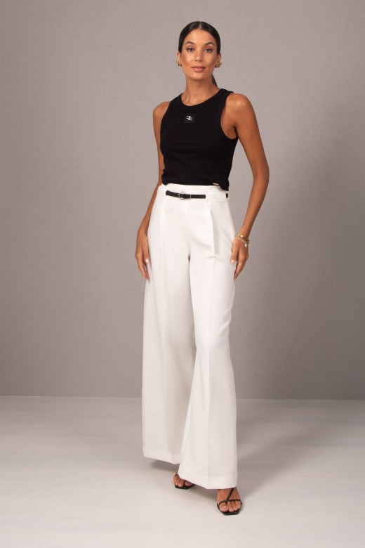 Wide-leg trousers with belt