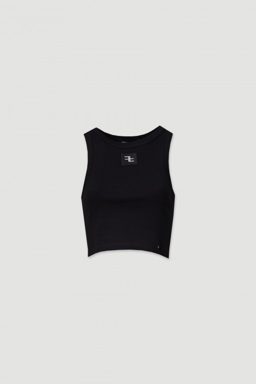 Cropped top in 100% cotton knit