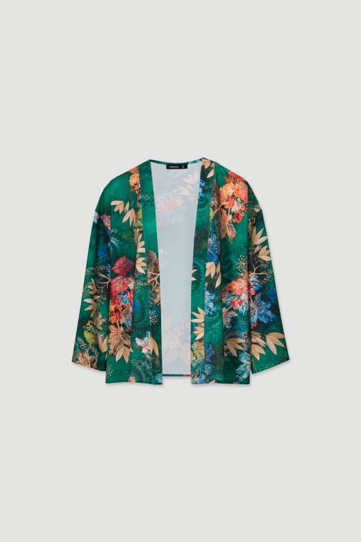 Casaco kimono estampado