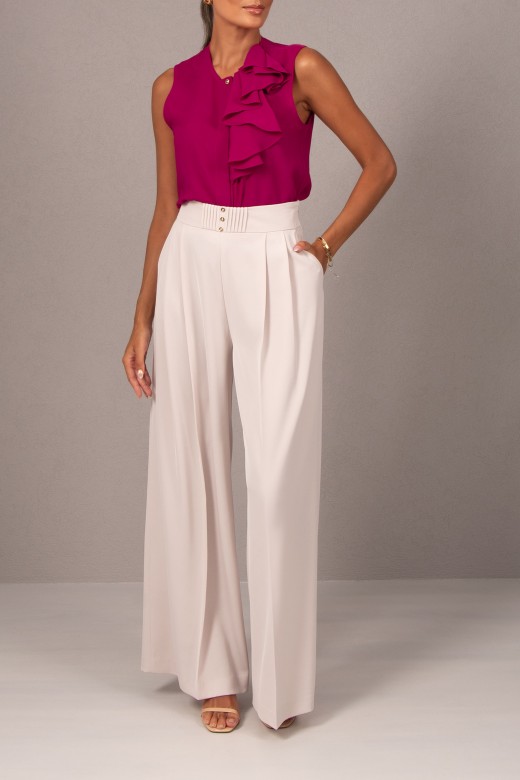 Wide-leg trousers with pleats at the front