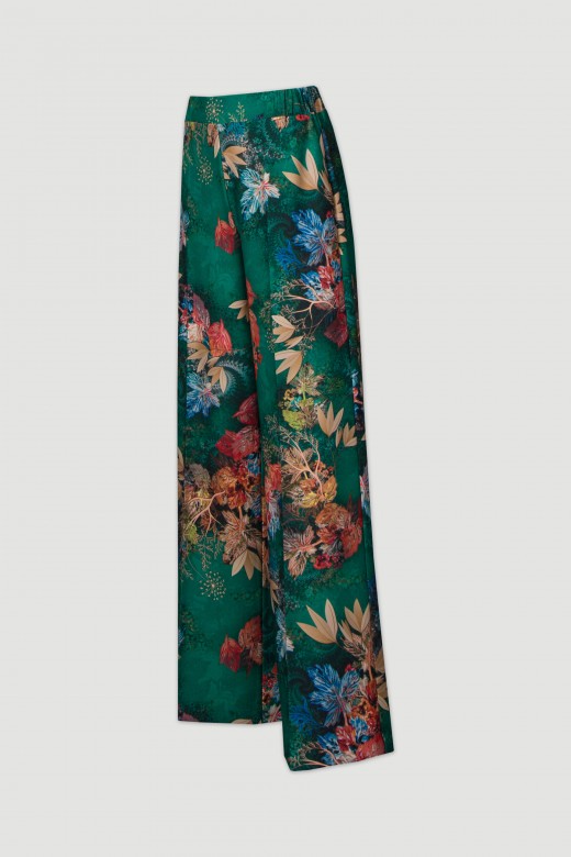 Printed wide-leg trousers