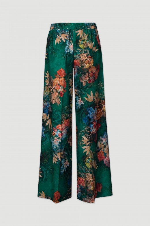 Printed wide-leg trousers