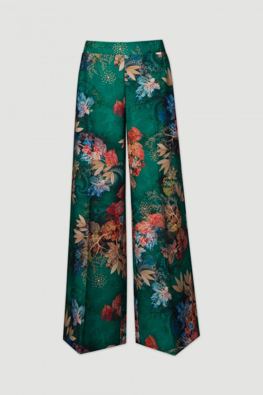 Printed wide-leg trousers