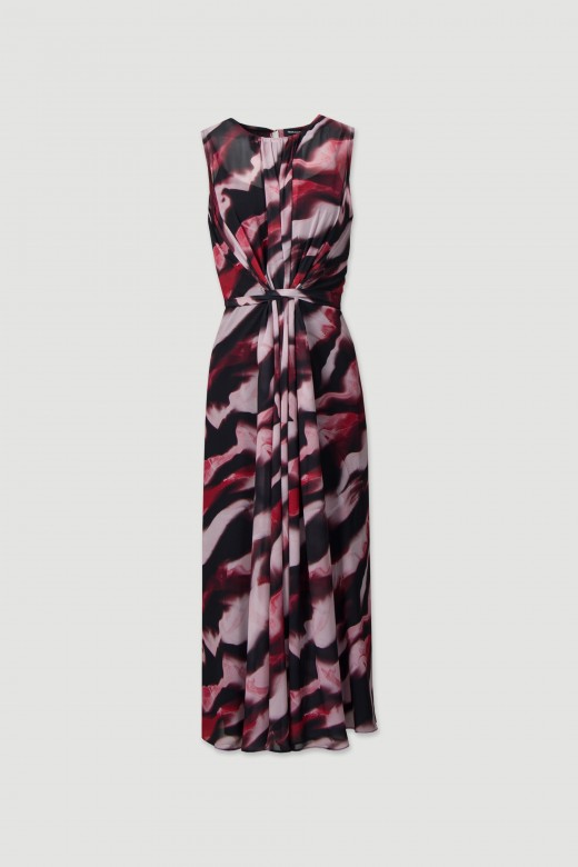 Printed dress with tie closure