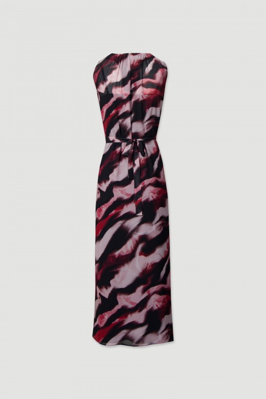 Printed dress with tie closure