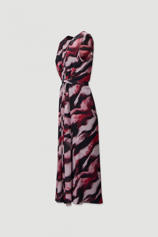 Printed dress with tie closure