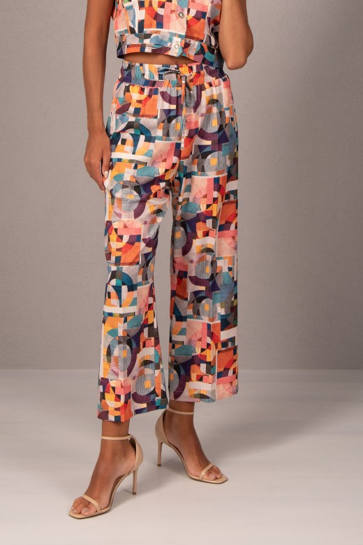 Pantalon culotte avec motif gomtrique