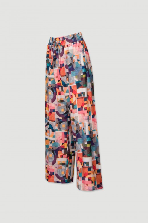 Pantalon culotte avec motif gomtrique