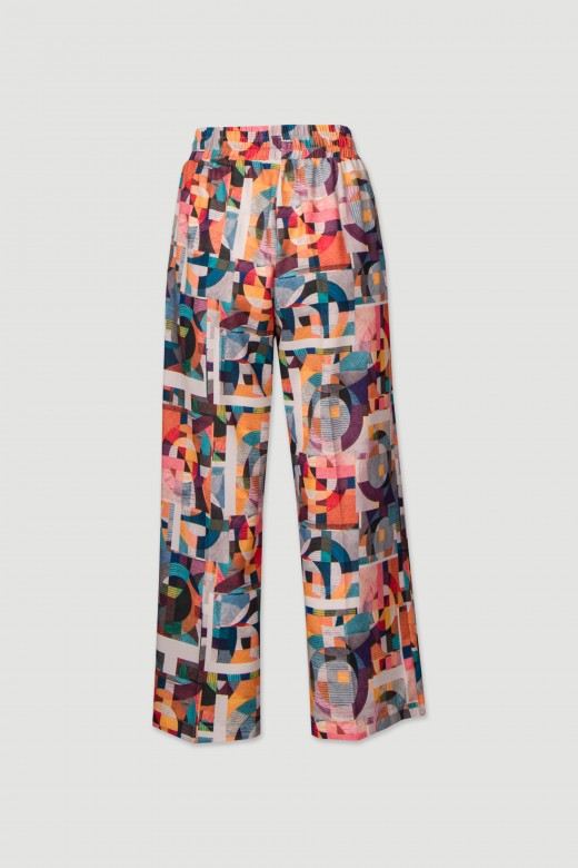 Pantalon culotte avec motif gomtrique