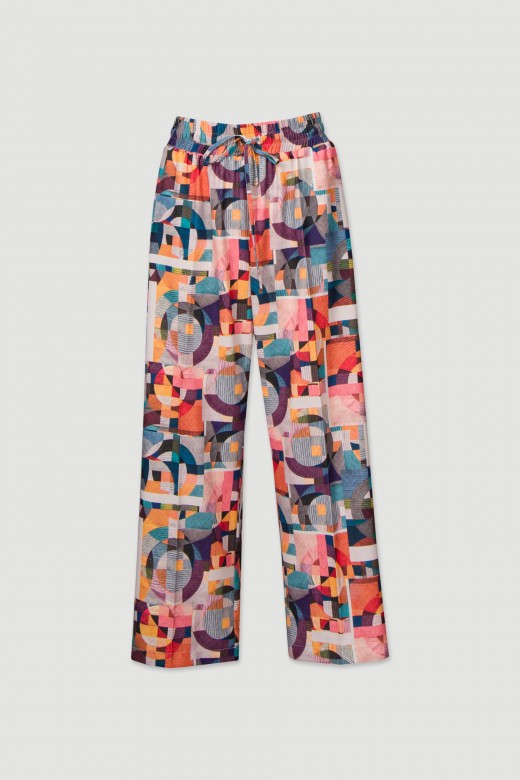 Pantalon culotte avec motif gomtrique