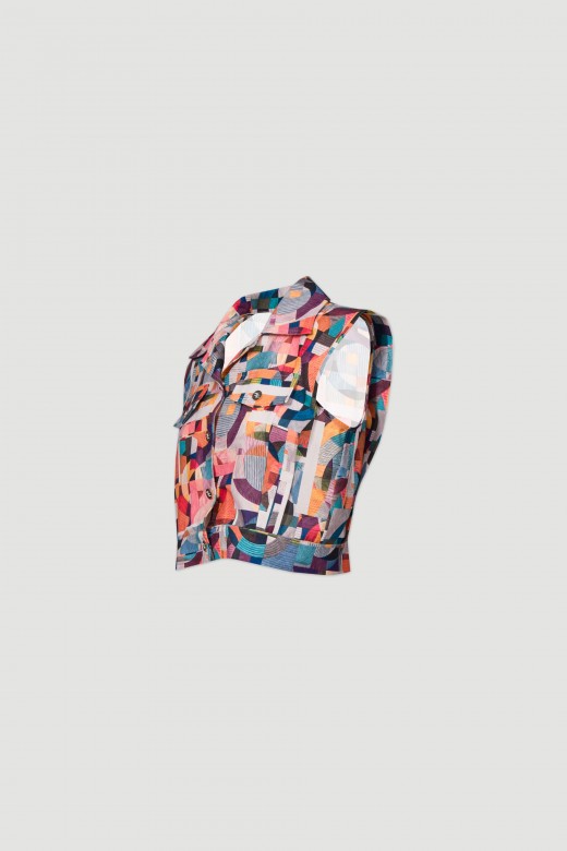 Geometric print vest