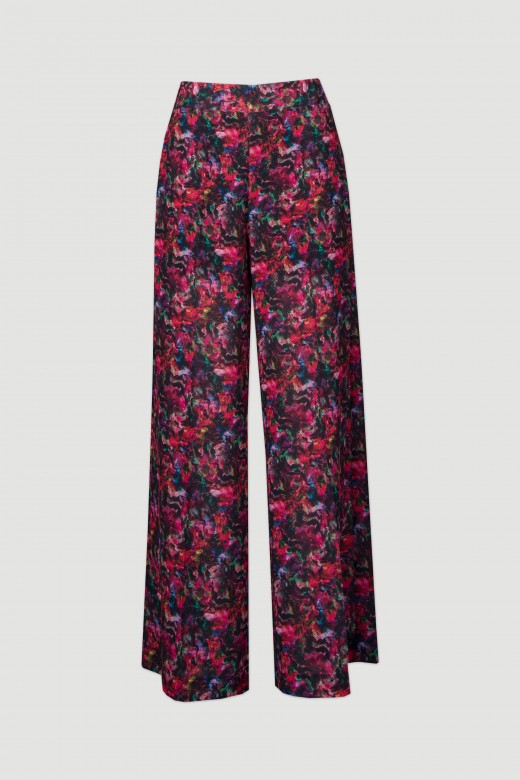 Wide-leg pants with floral print