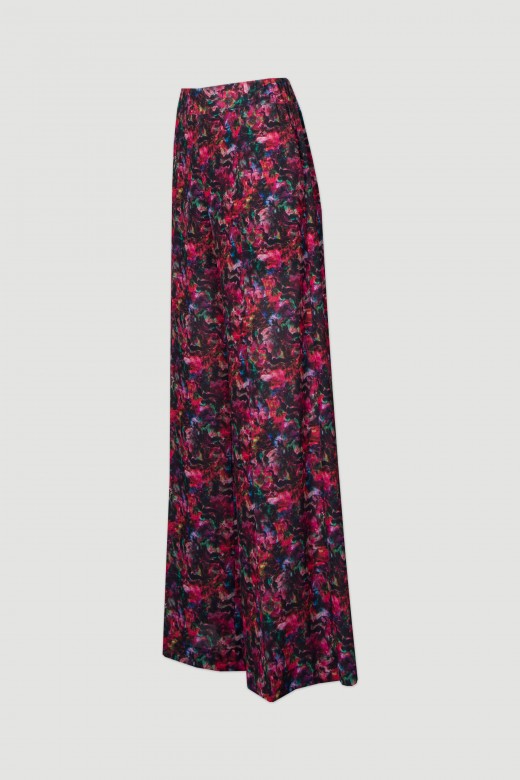 Wide-leg pants with floral print