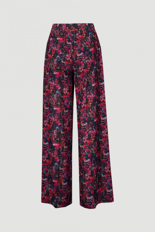 Wide-leg pants with floral print