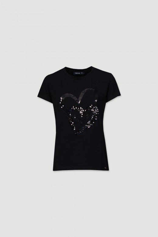 T-shirt avec dtail de paillettes