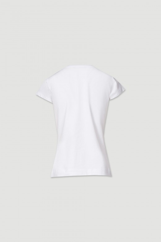 Basic t-shirt with printed fabric appliqu