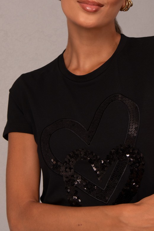 T-shirt com detalhe de lantejoulas