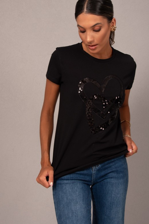 T-shirt com detalhe de lantejoulas