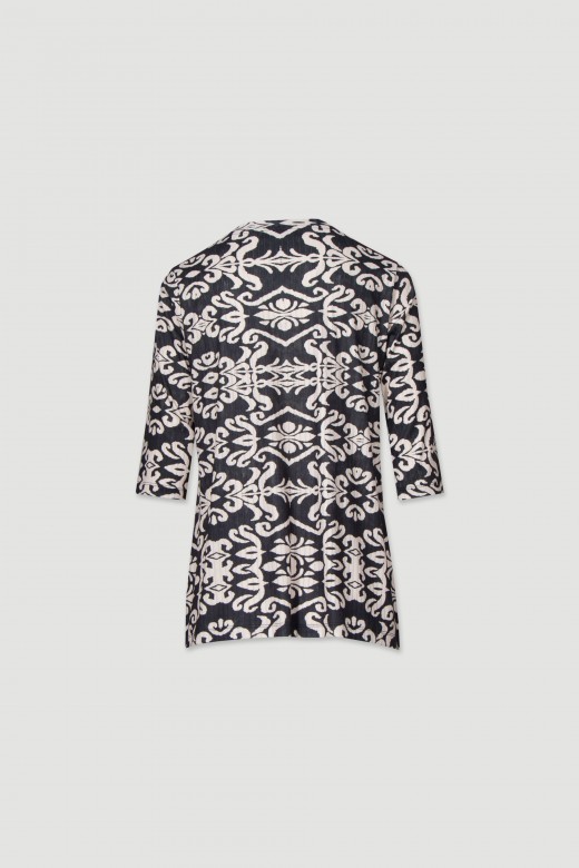 Asymmetrical knit printed tunic