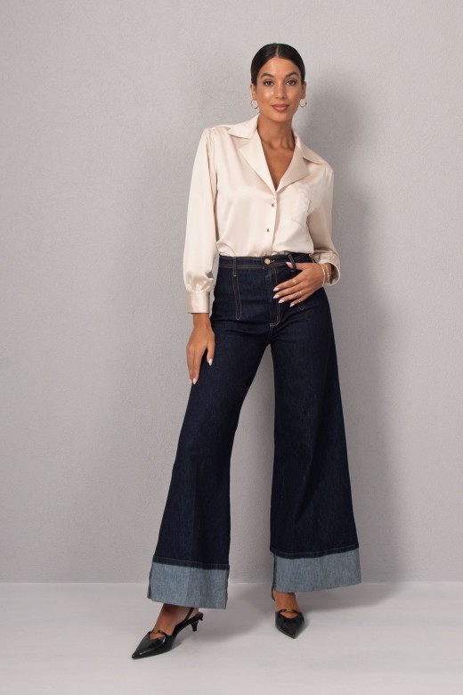 Jeans wide leg de cintura alta