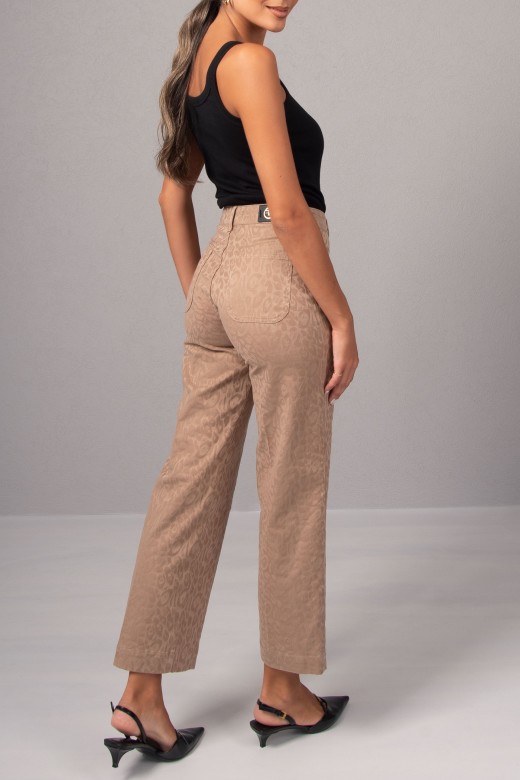 Twill pants with animal print