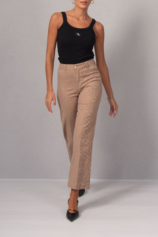 Twill pants with animal print